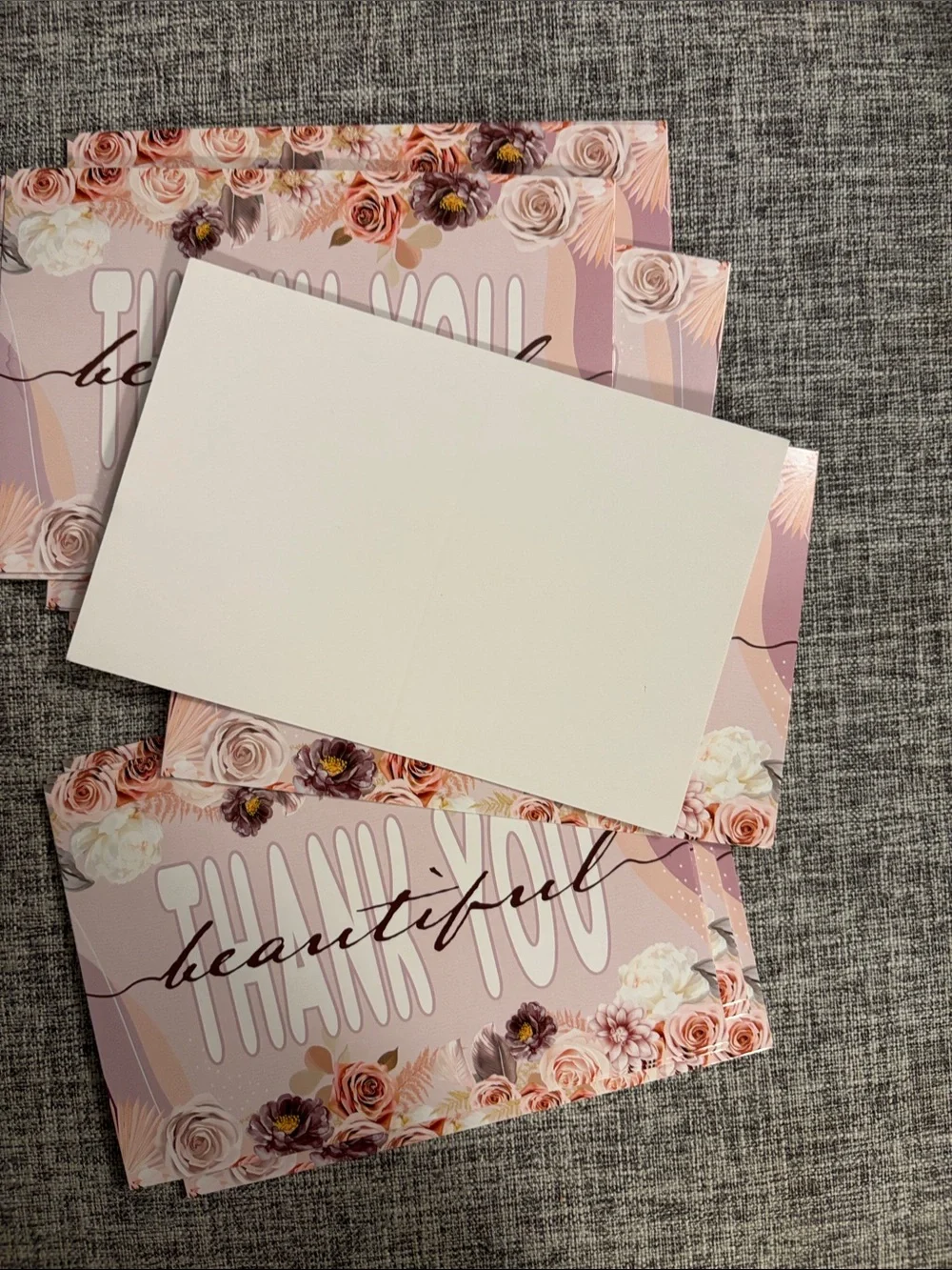 Thank You Beautiful Floral Note Cards - Pink Floral Set of 20